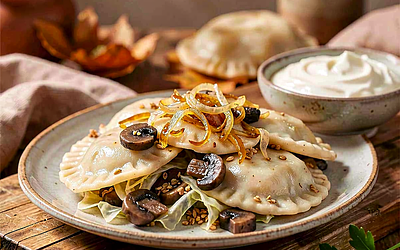 Pierogi z kapustą i grzybami (tradycyjne z nutą kaszy gryczanej)