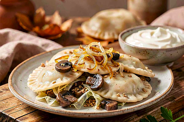Pierogi z kapustą i grzybami (tradycyjne z nutą kaszy gryczanej)