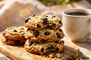 Crispy cookies with chocolate chips