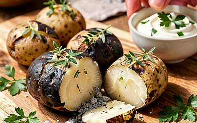 Baked Potatoes in Ash with Herbs