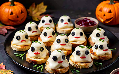 Mini ghost-shaped canapés