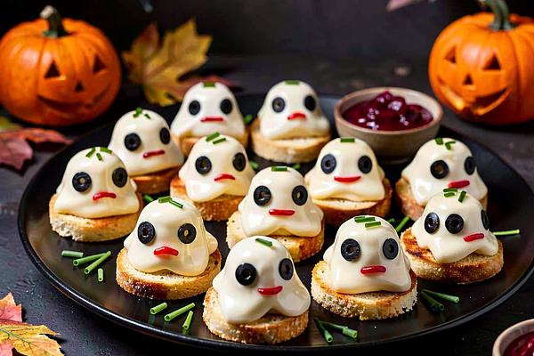 Mini kanapki w kształcie duchów