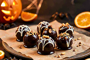 Cheesecake Balls in Chocolate (Halloween Twist)