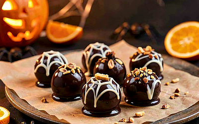 Cheesecake Balls in Chocolate (Halloween Twist)