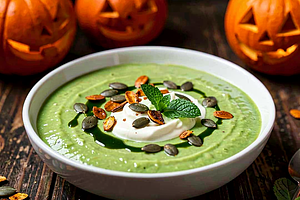 Creamy Pea Soup with Mint (for Halloween)