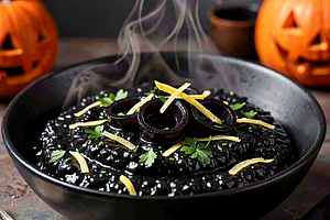 Black risotto with squid