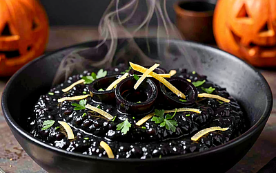 Black risotto with squid