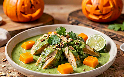 Green curry with chicken and pumpkin (Halloween twist)