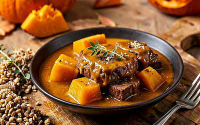 Braised beef in pumpkin sauce (Halloween twist)