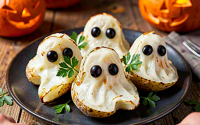 Baked Potatoes in the Shape of Ghosts