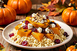 Couscous with pumpkin and cranberries (Halloween side dish)