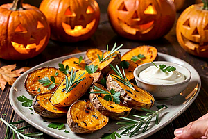 Pieczone bataty z rozmarynem (halloweenowy dodatek)