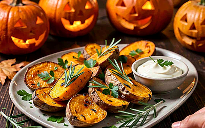 Pieczone bataty z rozmarynem (halloweenowy dodatek)