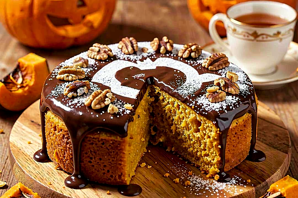 Ciasto dyniowe z polewą czekoladową (Halloween)