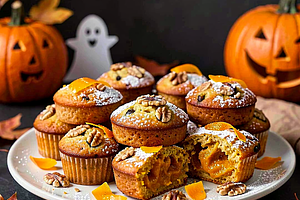 Pumpkin and Walnut Muffins (Halloween)
