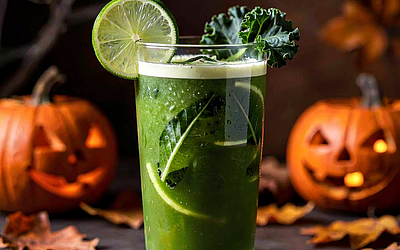 Green drink with kale and lime (Halloween twist)