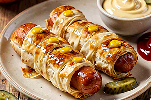 Mini hot dogi w cieście (Halloweenowe 'Mumie')