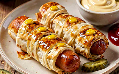 Mini hot dogi w cieście (Halloweenowe 'Mumie')