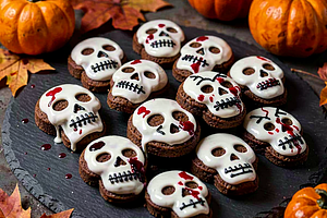 Ciasteczka w kształcie czaszek (Halloweenowe ciasteczka kakaowo-waniliowe)