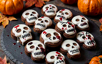 Ciasteczka w kształcie czaszek (Halloweenowe ciasteczka kakaowo-waniliowe)