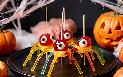 Gummy Spider Skewers