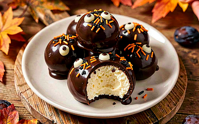Sernikowe kulki w czekoladzie (Halloween)