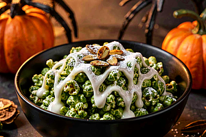 Green popcorn with matcha (Halloween)