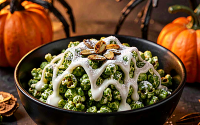 Zielone popcorny z matchą (Halloween)