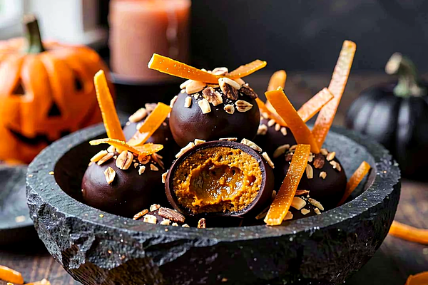 Dyniowe trufle z orzechami (halloween)