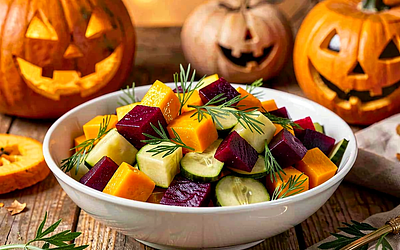 Vegetable Salad with Colorful Vegetables (Halloween Twist)