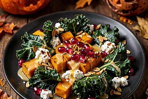Kale and Pomegranate Salad (Autumn Halloween Twist)