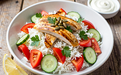 Rice Salad with Grilled Chicken Breast (Polish-Modern)
