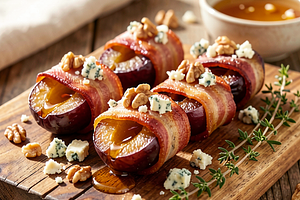Grilled Plums Wrapped in Bacon with Honey and Thyme