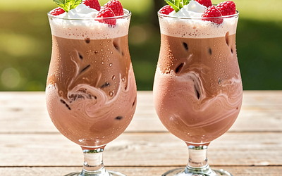 Frozen coffee with raspberries (Polish-modern)