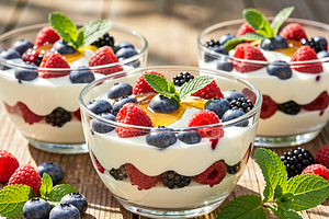 Forest fruits in yogurt