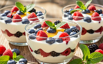 Forest fruits in yogurt