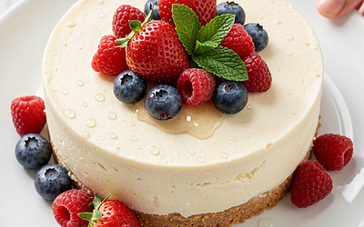 Cold cheesecake with summer fruits