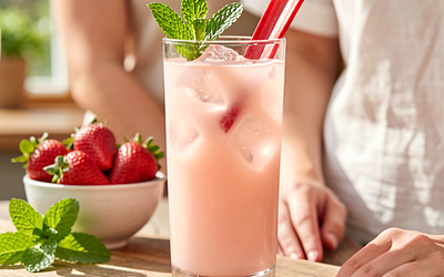 Strawberry-Rhubarb Cocktail with Mint