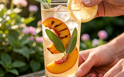 Grilled Peach and Sage Lemonade