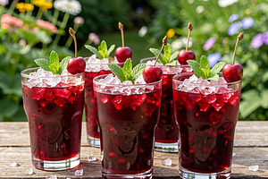 Mead on ice with cherry juice