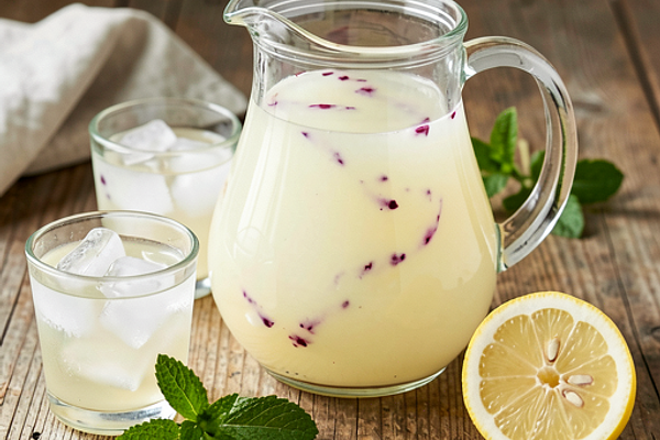 Lemoniada lipowa z syropem z czarnej jagody