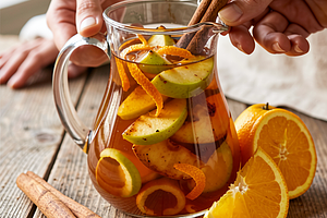 Compote of roasted Antonówki apples with cinnamon and orange zest