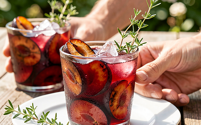 Grilled Hungarian Plum and Fresh Ginger Punch