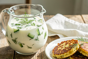 Cooling buttermilk with cucumber and dill