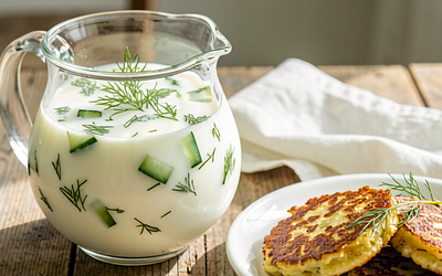 Cooling buttermilk with cucumber and dill