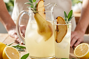 Lemoniada z pieczonej gruszki i szałwii
