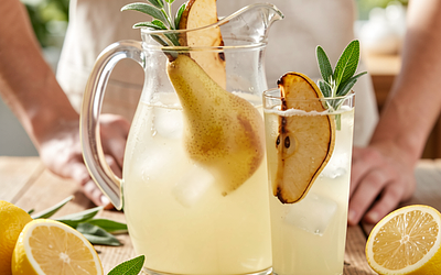 Roasted Pear and Sage Lemonade