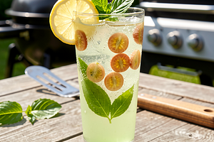 Spritzer agrestowy z listkami bazylii