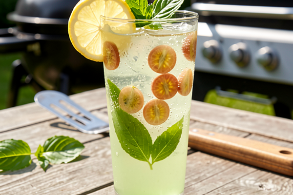 Spritzer agrestowy z listkami bazylii