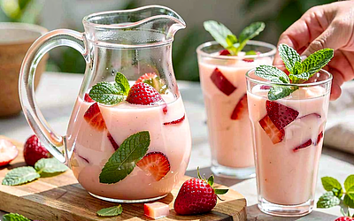 Strawberry-Rhubarb Compote with Mint and Lime Honey